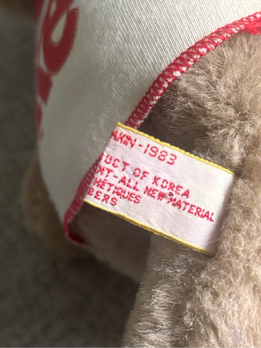 1983 Coca Cola Brown Plush Bear with Cream 'Coke' Tee and Red Logo